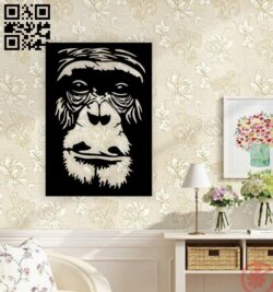 Gorilla face wall decor E0014651 file cdr and dxf free vector download for laser cut plasma