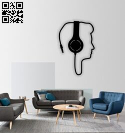 Headphone wall decor E0014573 file cdr and dxf free vector download for laser cut plasma