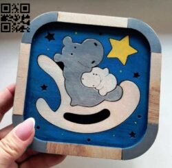 Hippo puzzle E0014730 file cdr and dxf free vector download for laser cut