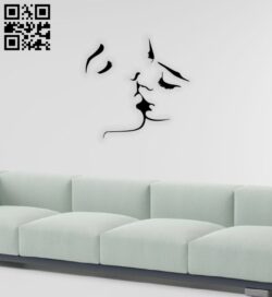 Kissing couple wall decor E0014575 file cdr and dxf free vector download for laser cut plasma