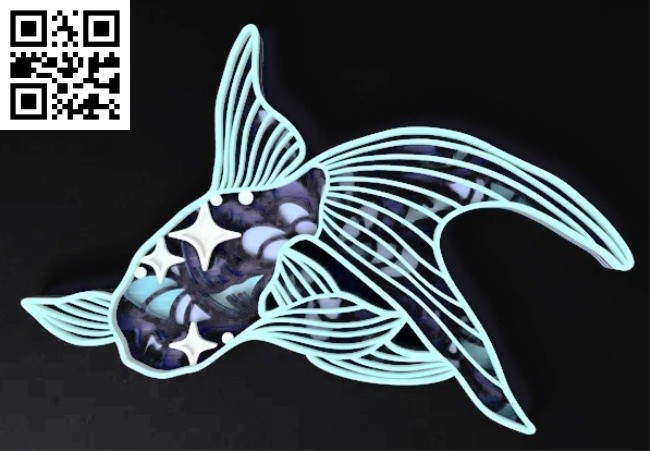 Layered goldfish E0014657 file cdr and dxf free vector download for laser cut