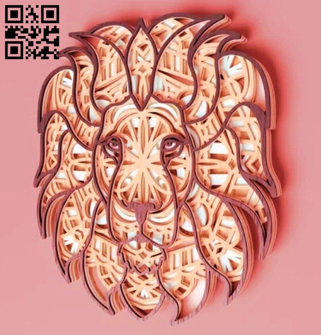 Layered lion E0014656 file cdr and dxf free vector download for laser cut