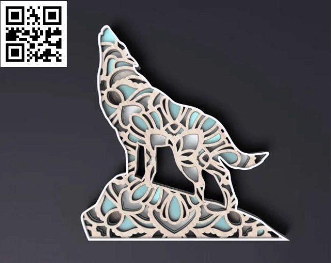 Layered wolf E0014797 file cdr and dxf free vector download for laser cut