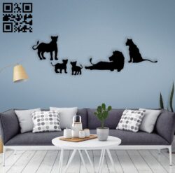 Lion family wall decor E0014555 file cdr and dxf free vector download for laser cut plasma