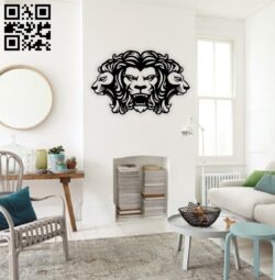 Lions head wall decor E0014693 file cdr and dxf free vector download for laser cut plasma