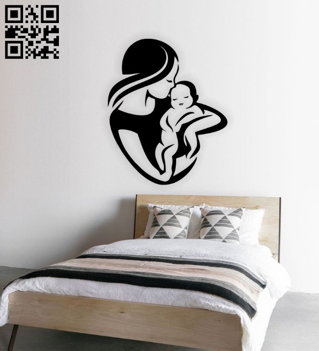 Mother and baby wall decor E0014559 file cdr and dxf free vector download for laser cut