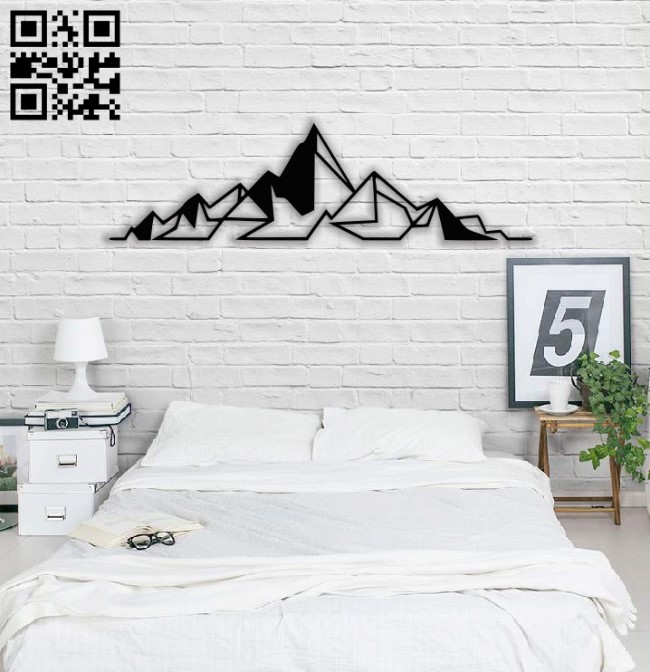 Mountain wall decor E0014509 file cdr and dxf free vector download for laser cut plasma