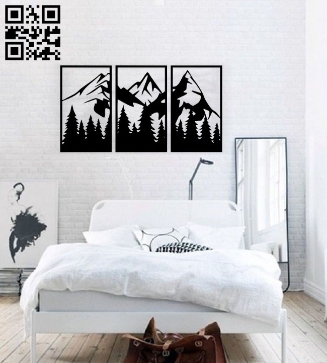 Mountain wall decor E0014653 file cdr and dxf free vector download for laser cut plasma