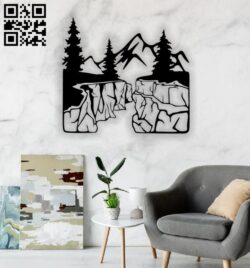 Mountain wall decor E0014784 file cdr and dxf free vector download for laser cut plasma