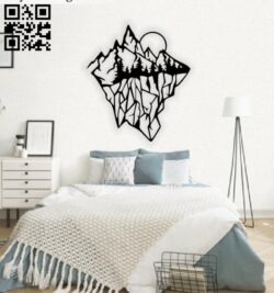 Mountain with sun wall decor E0014746 file cdr and dxf free vector download for laser cut plasma