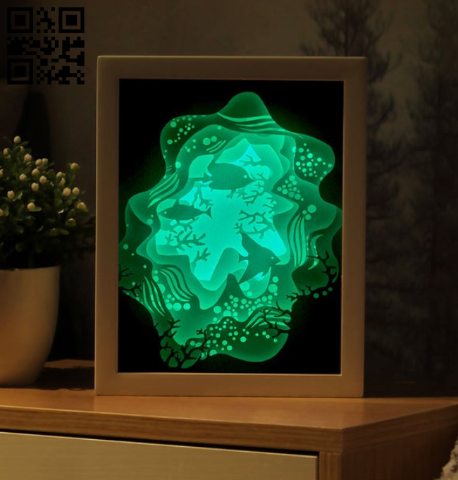 Ocean light box E0014571 file cdr and dxf free vector download for laser cut