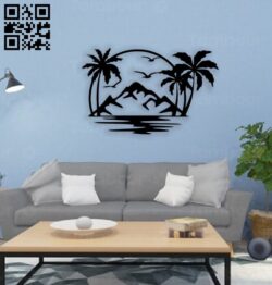 Palm tree wall decor E0014751 file cdr and dxf free vector download for laser cut plasma