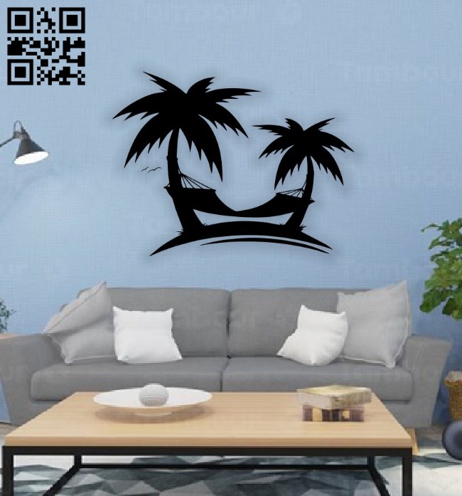 Palm trees wall decor E0014577 file cdr and dxf free vector download for laser cut plasma