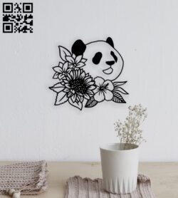 Panda with flower E0014545 file cdr and dxf free vector download for laser cut