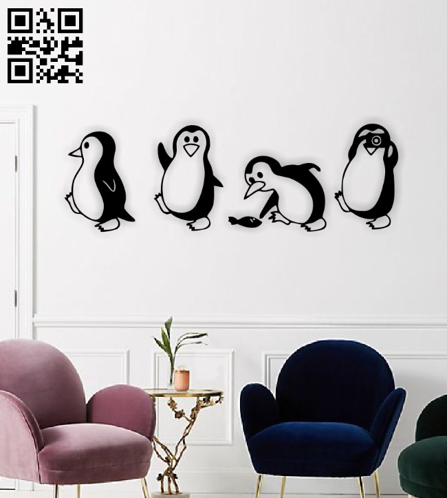 Penguins wall decor E0014836 file cdr and dxf free vector download for laser cut plasma