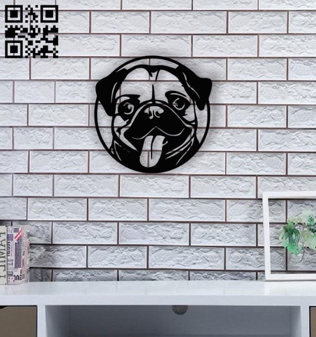 Pug wall decor E0014507 file cdr and dxf free vector download for laser cut plasma