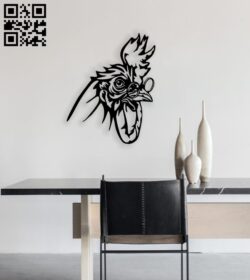 Rooster with glass wall decor E0014716 file cdr and dxf free vector download for laser cut plasma