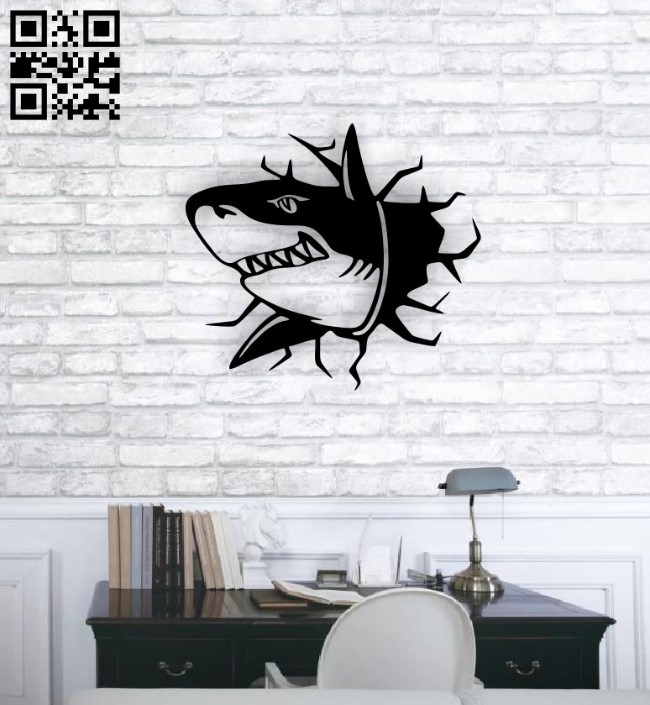 Shark wall decor E0014750 file cdr and dxf free vector download for laser cut plasma