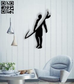 Surf man wall decor E0014508 file cdr and dxf free vector download for laser cut plasma