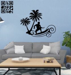 Surfing wall decor E0014641 file cdr and dxf free vector download for laser cut plasma