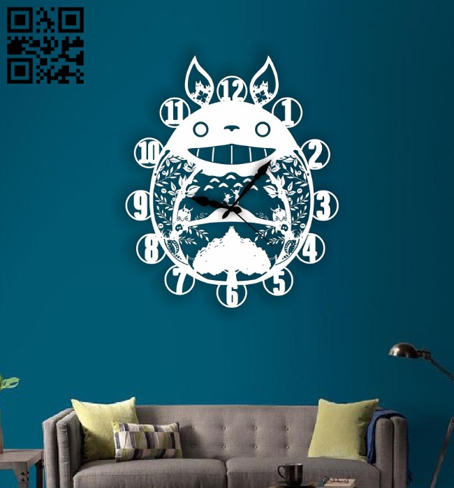 Totoro clock E0014703 file cdr and dxf free vector download for laser cut