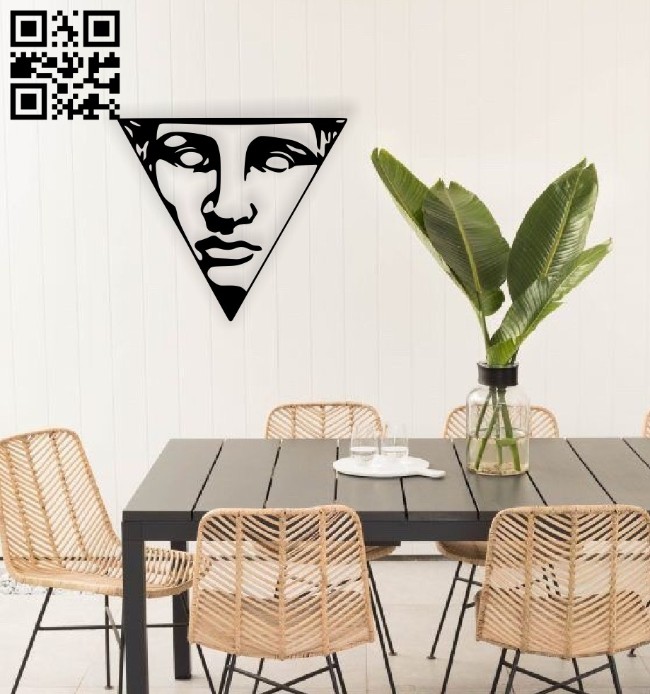 Triangle face wall decor E0014548 file cdr and dxf free vector download for laser cut plasma