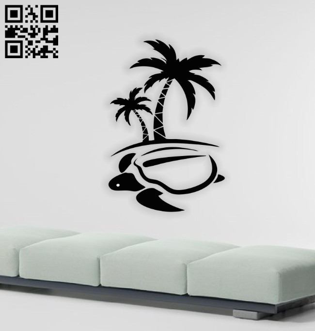 Turtle with coconut wall decor E0014553 file cdr and dxf free vector download for laser cut plasma
