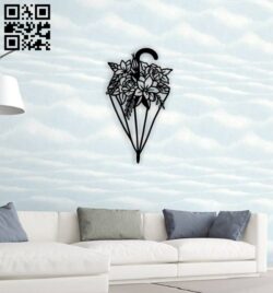 Umbrella with flower wall decor E0014527 file cdr and dxf free vector download for laser cut plasma