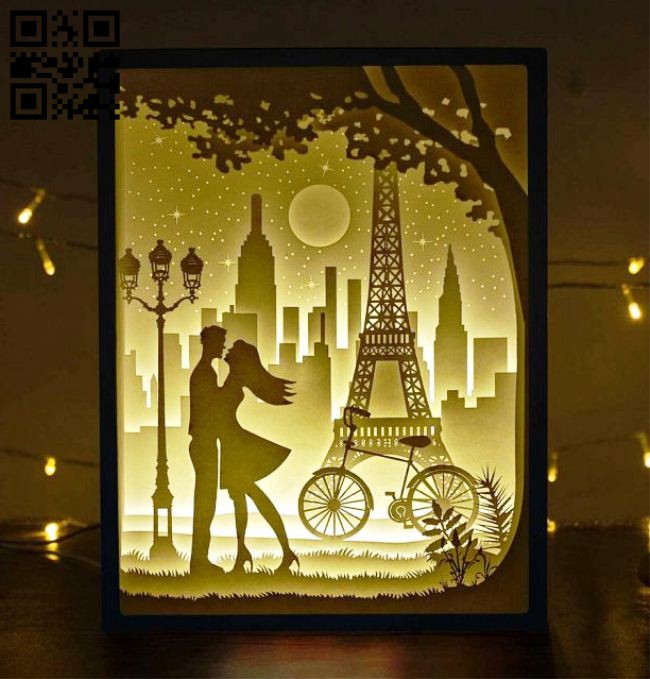 Valentine in Paris light box E0014570 file cdr and dxf free vector download for laser cut