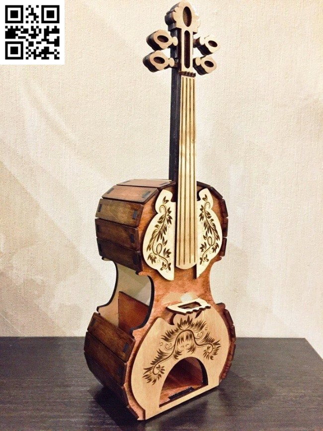 Violin tea holder E0014644 file cdr and dxf free vector download for laser cut
