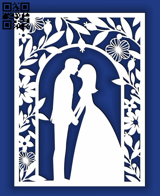 Wedding card E0014538 file cdr and dxf free vector download for laser cut
