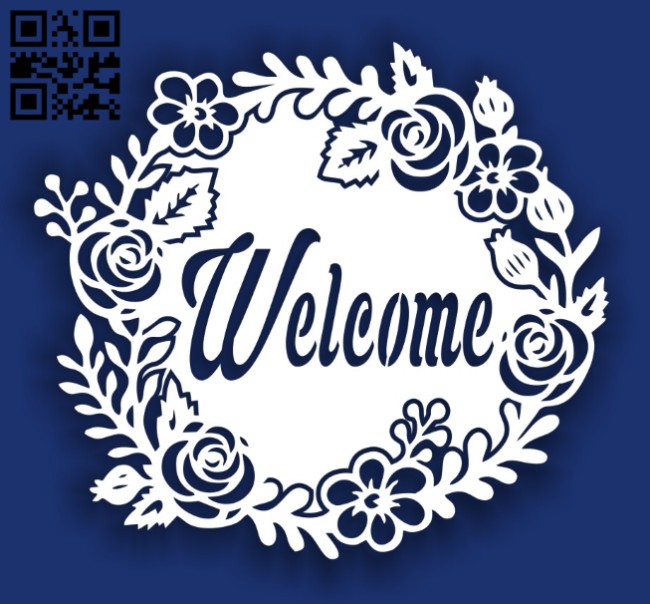 Welcome floral E0014498 file cdr and dxf free vector download for laser cut