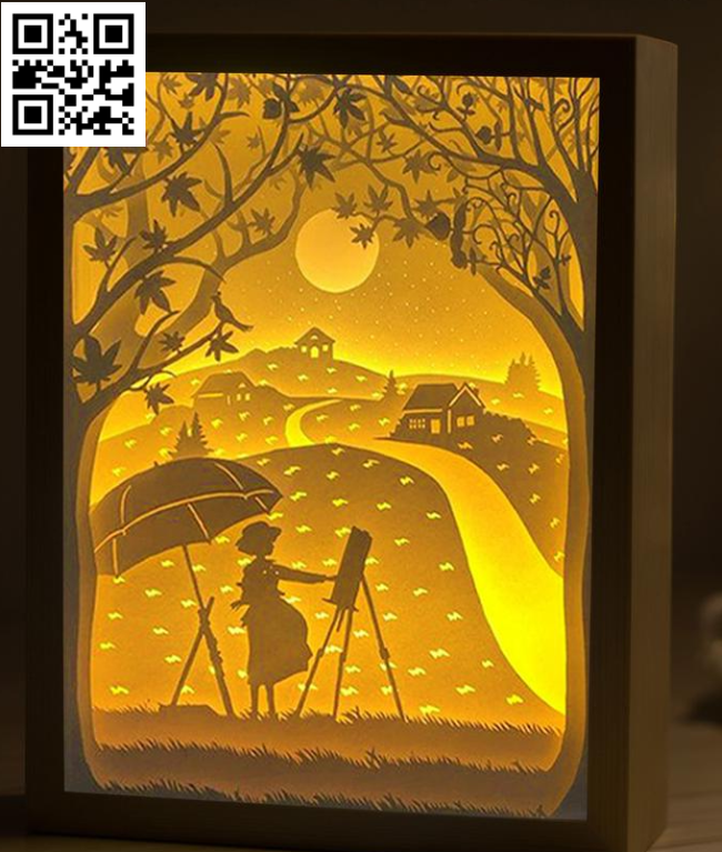 Wind rises light box E0014818 file cdr and dxf free vector download for laser cut