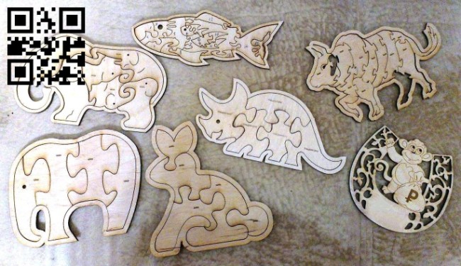 Animal puzzle E0014980 file cdr and dxf free vector download for laser cut