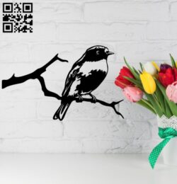 Bird on a tree branch wall decor E0014875 file cdr and dxf free vector download for laser cut plasma