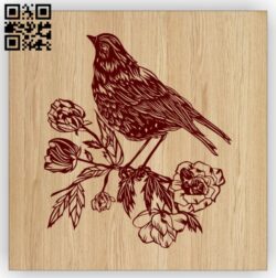 Bird with flowers E0014927 file cdr and dxf free vector download for laser engraving machine