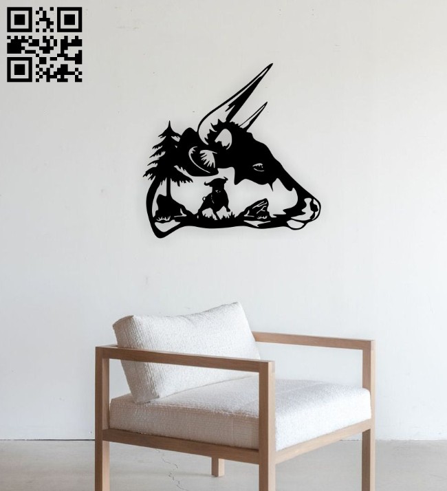 Bison wall decor E0014869 file cdr and dxf free vector download for laser cut plasma