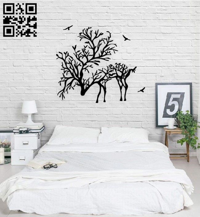 Branch deer E0014907 file cdr and dxf free vector download for laser cut plasma