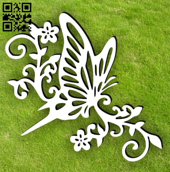 Butterfly in flower E0014964 file cdr and dxf free vector download for laser cut plasma