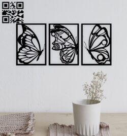 Butterfly wall decor E0014892 file cdr and dxf free vector download for laser cut plasma