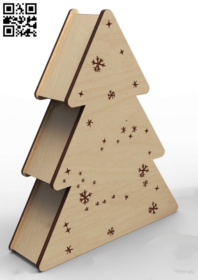 Christmas tree box E0014968 file cdr and dxf free vector download for laser cut