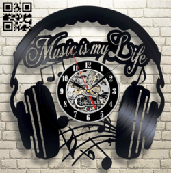 Headphone clock E0014938 file cdr and dxf free vector download for laser cut