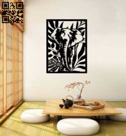 Elephant panel E0015006 file cdr and dxf free vector download for laser cut plasma