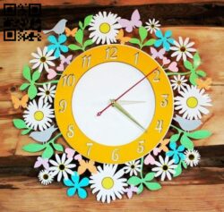 Flower clock  E0014877 file cdr and dxf free vector download for laser cut