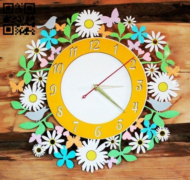 Flower clock E0014877 file cdr and dxf free vector download for laser cut