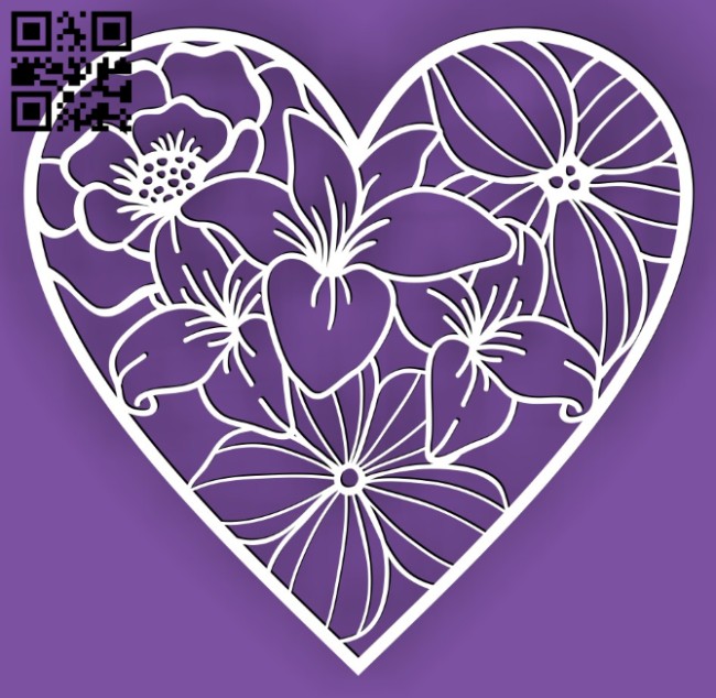 Heart flowers E0015045 file cdr and dxf free vector download for laser cut plasma
