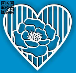 Heart with flower E0014983 file cdr and dxf free vector download for laser cut plasma