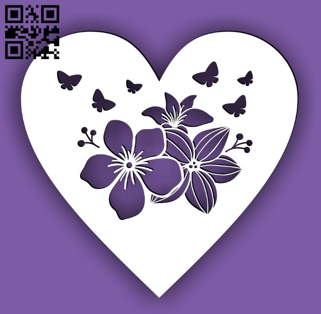 Heart with flower E0014984 file cdr and dxf free vector download for laser cut plasma