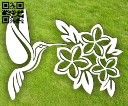 Hummingbird with flowers E0014897 file cdr and dxf free vector download for laser cut plasma