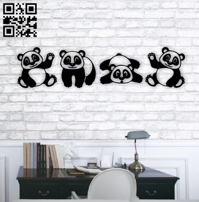 Panda wall decor E0014908 file cdr and dxf free vector download for laser cut plasma